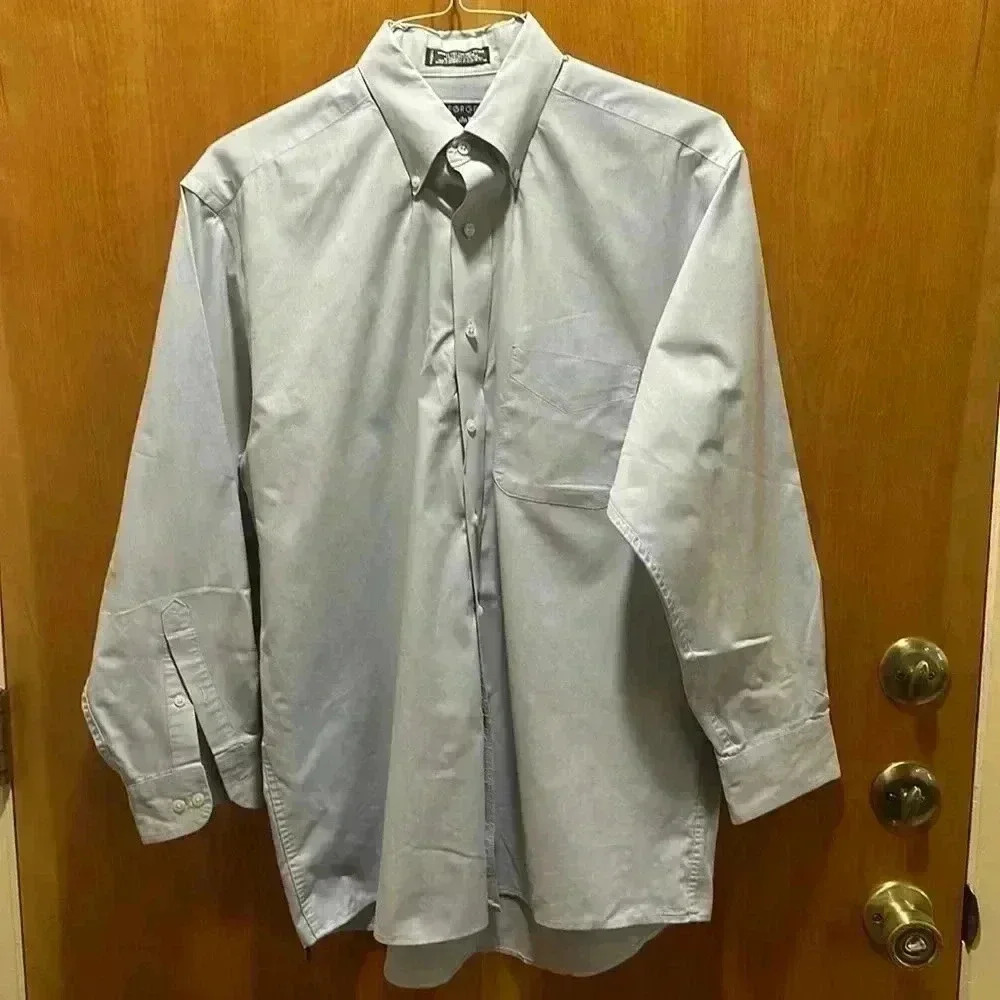 Light blue button-down men’s dress shirt, size 16
